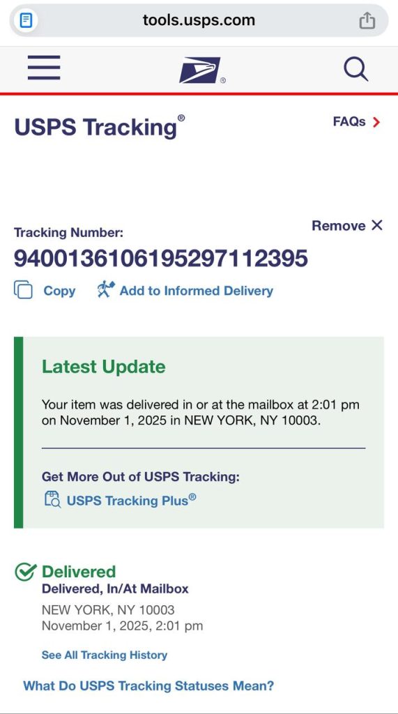 Delivery Proofs 6 Tracking Proof 6