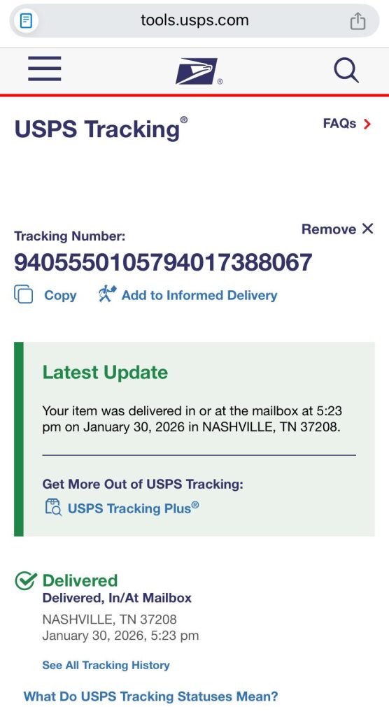 Delivery Proofs 7 Tracking Proof 7