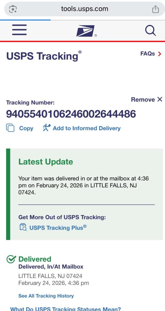 Delivery Proofs 5 Tracking Proof 5